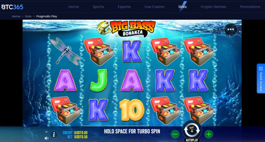 This is an image of Big Bass Bonanza, a famous slot game by Pragmatic Play