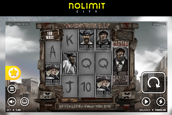 This is an image of Tombstone RIP, a Nolimit City slot game.